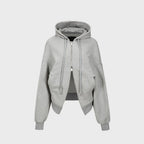 YCH TWO WAY ZIP HOODED JACKET MELANGE GREY (W23OT013MG)