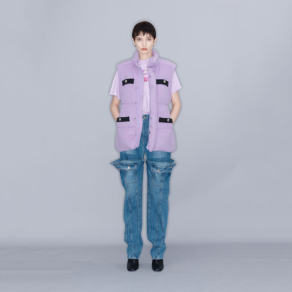 YCH WOOL-BLEND DOWN GILET PURPLE (W23OT017PU)