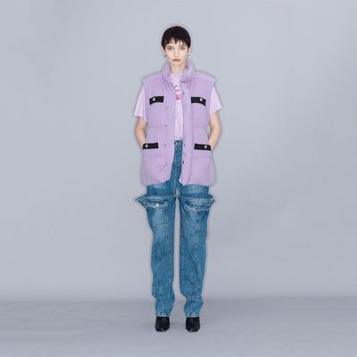 WOOL-BLEND DOWN GILET PURPLE (W23OT017PU)