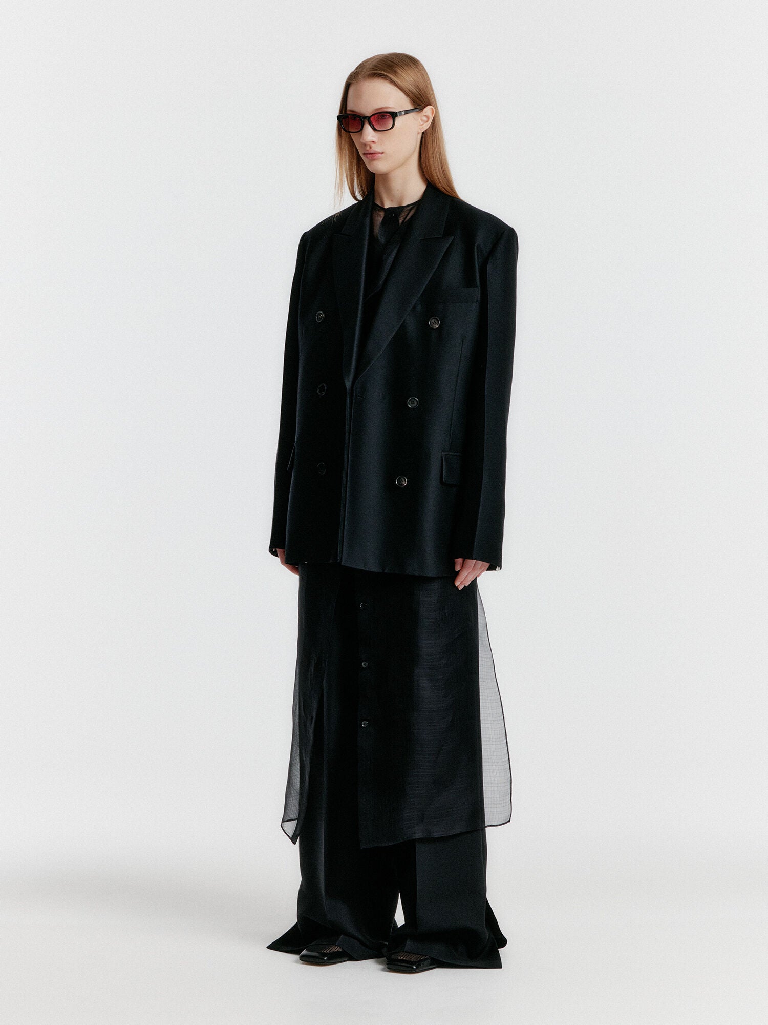 EENK YENNY Oversized Double-breasted Jacket - Black