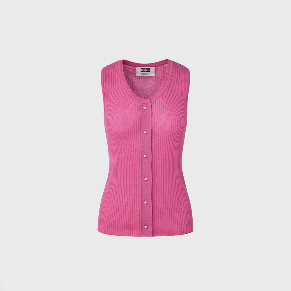 EENK Round Neck Knit Vest - Pink