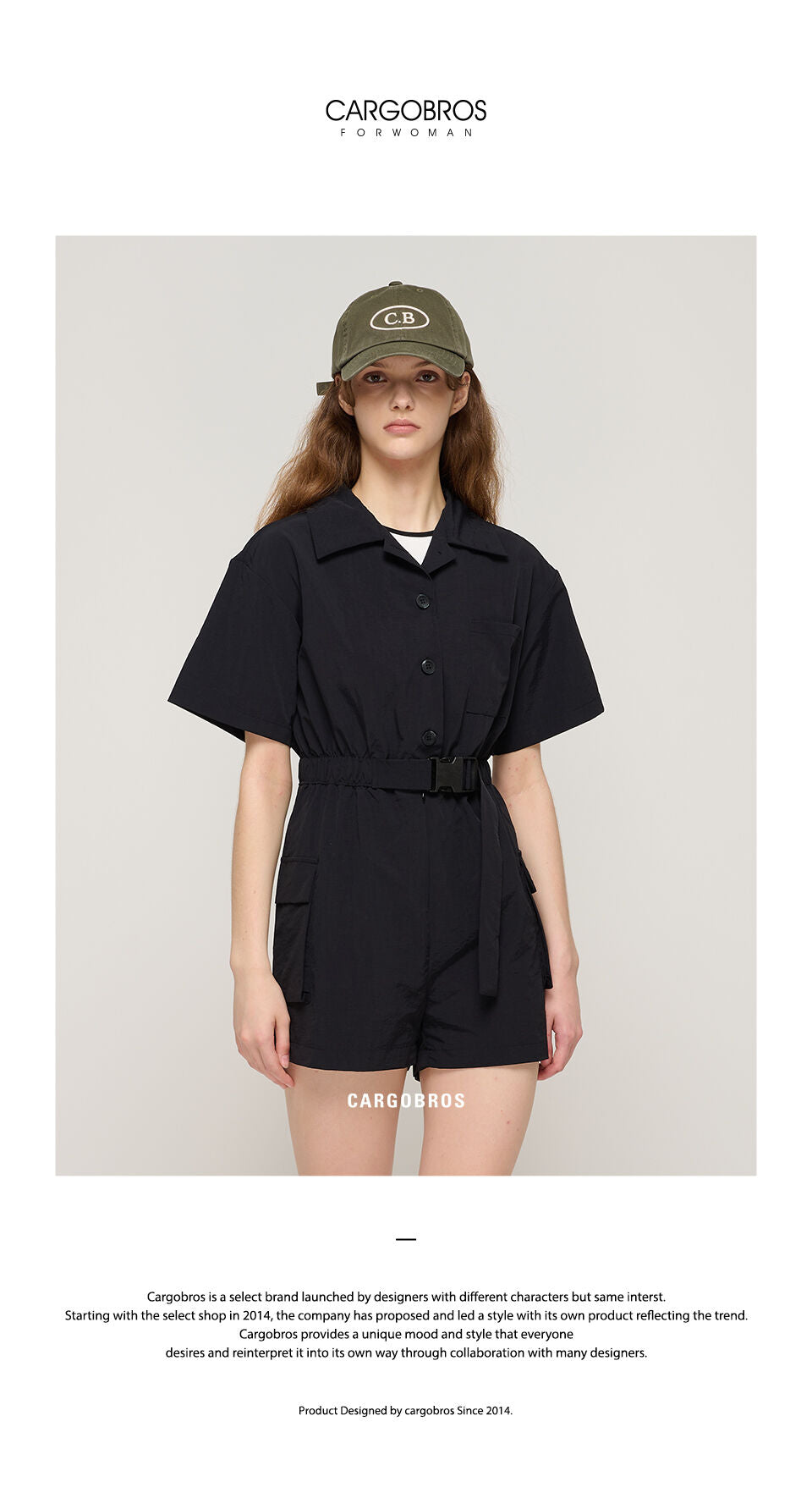 CARGOBROS CARGOBROS Buckle Cargo Shorts Jumpsuit (Black)