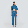 EENK EENK WENEVA Asymmetric Front Denim Pants - Blue
