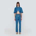 EENK EENK WENEVA Asymmetric Front Denim Pants - Blue