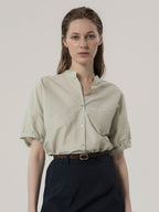 MOMET Eto henry neck blouse olive