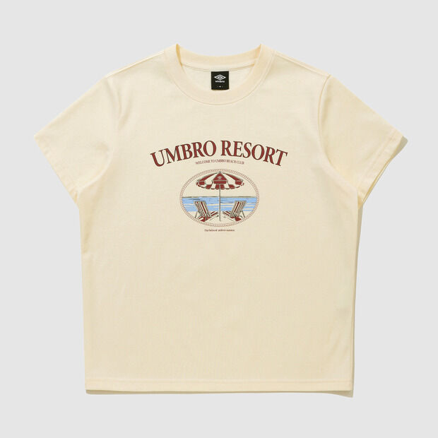 UMBRO Beach Club Arch Lettering Graphic Short Sleeve T-Shirt Ivory (UQ223CRS51)