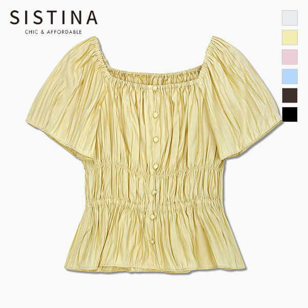 SISTINA Square neck smoking blouse_AWWBLQ21020