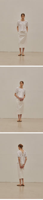 MANGOMANYPLEASE INES SHIRRING BLOUSE (3colors)