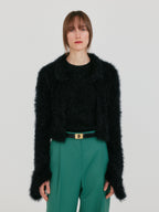 EENK ZIGGY Textured Collar Knit Cardigan - Black