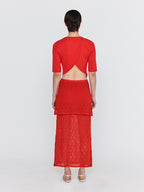 EENK EENK WIONY Diamond-Lace Layered Knit Skirt - Red