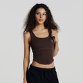 HDEX Women's Round Cover Stitch Tank Top (Brown)