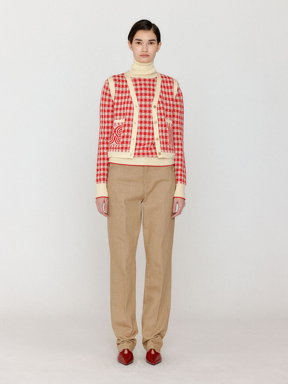 EENK EENK VITA Gingham Check Knit Vest - Red/Ivory
