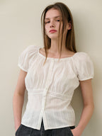 SALBOL PUNCHING LACE BLOUSE [WHITE]