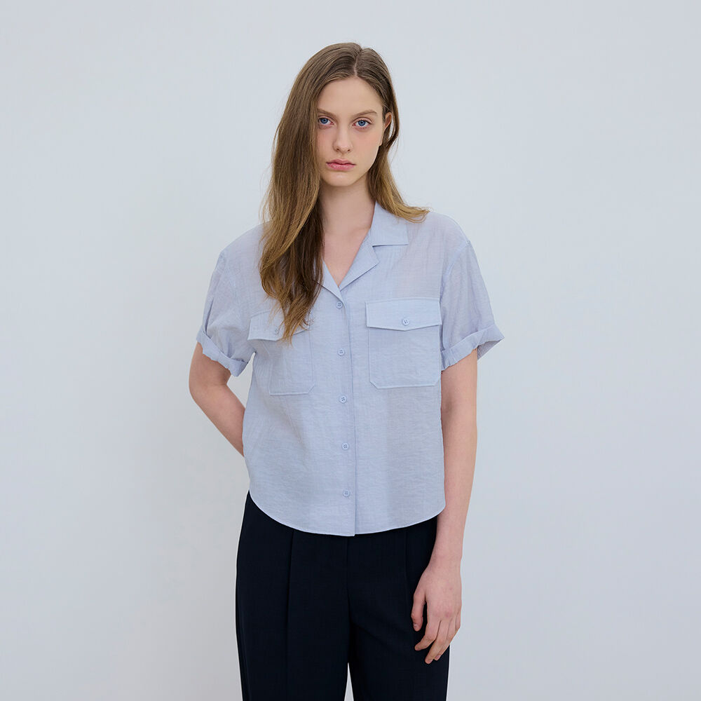 MIND BRIDGE WOMEN [W]Out pocket open collar short sleeve shirt - 3color M1WS3213