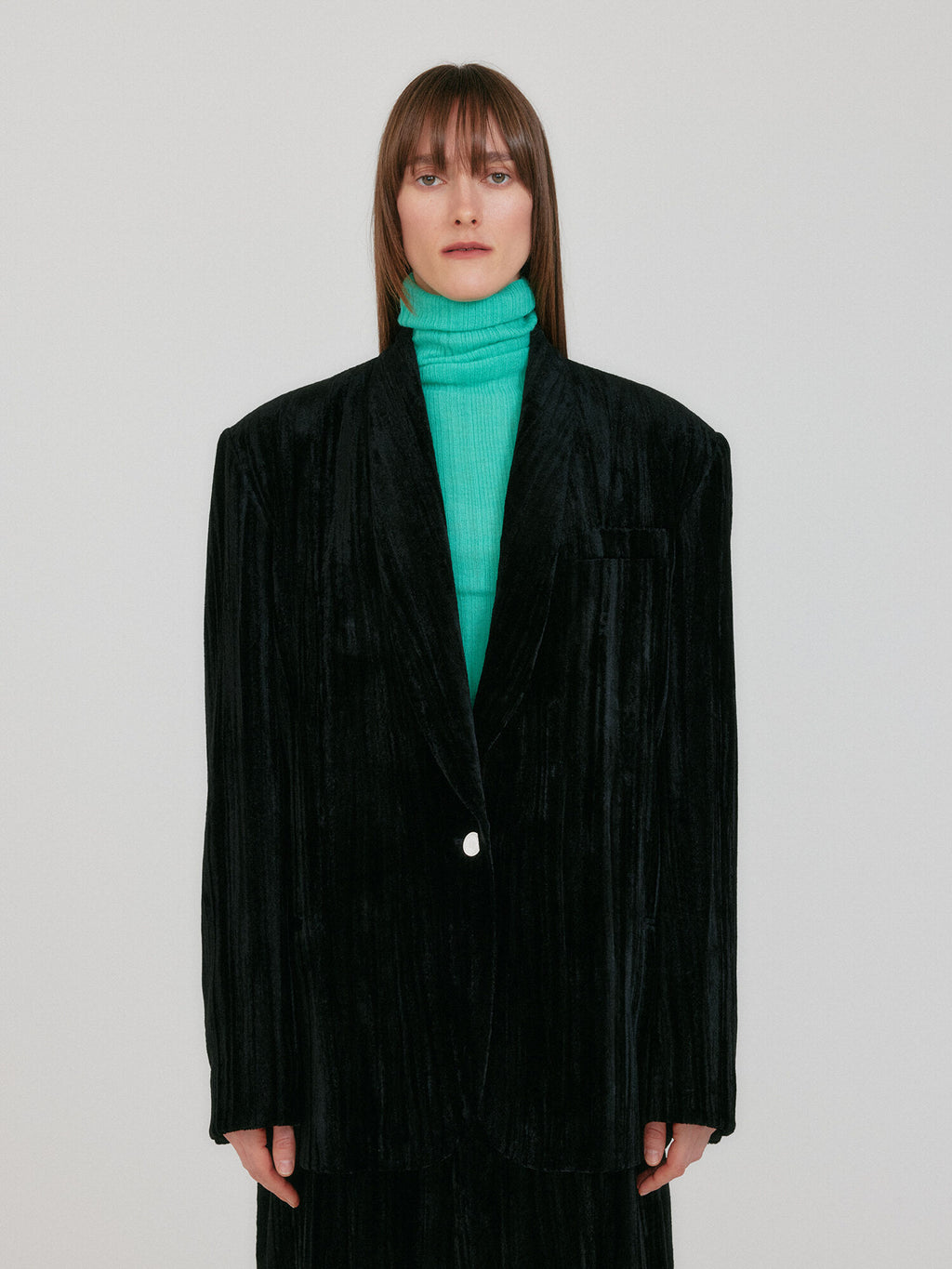 EENK ZOVIET Shawl Collar Single-Button Jacket - Black