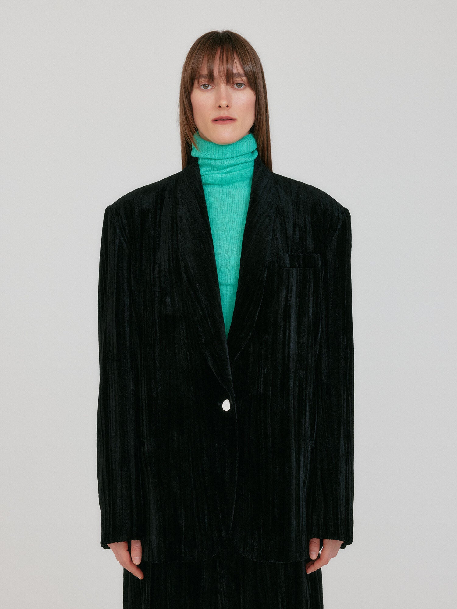 EENK ZOVIET Shawl Collar Single-Button Jacket - Black
