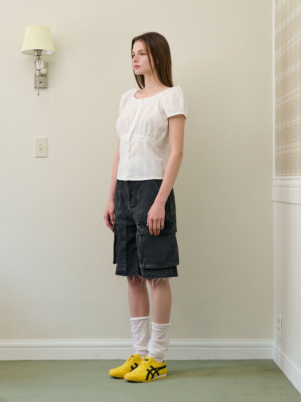 SALBOL PUNCHING LACE BLOUSE [WHITE]