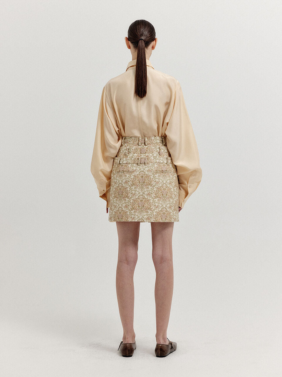 EENK EENK XINNA Waistband Layered Mini Skirt - Beige