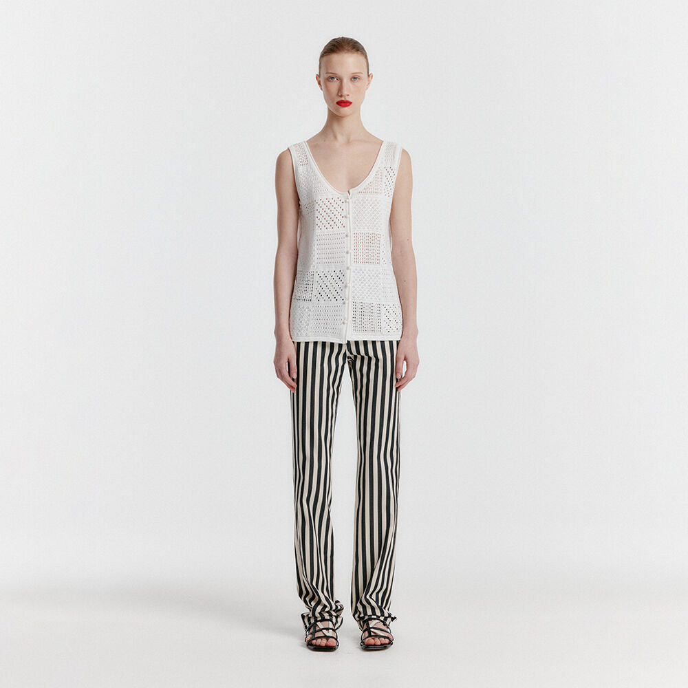 EENK YISSY Stripe Denim Pants - White