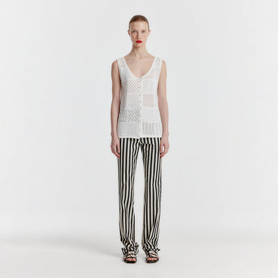 YISSY Stripe Denim Pants - White