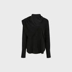 YCH SCARF-DETAILED BLOUSE BLACK (F24BL3033BK)