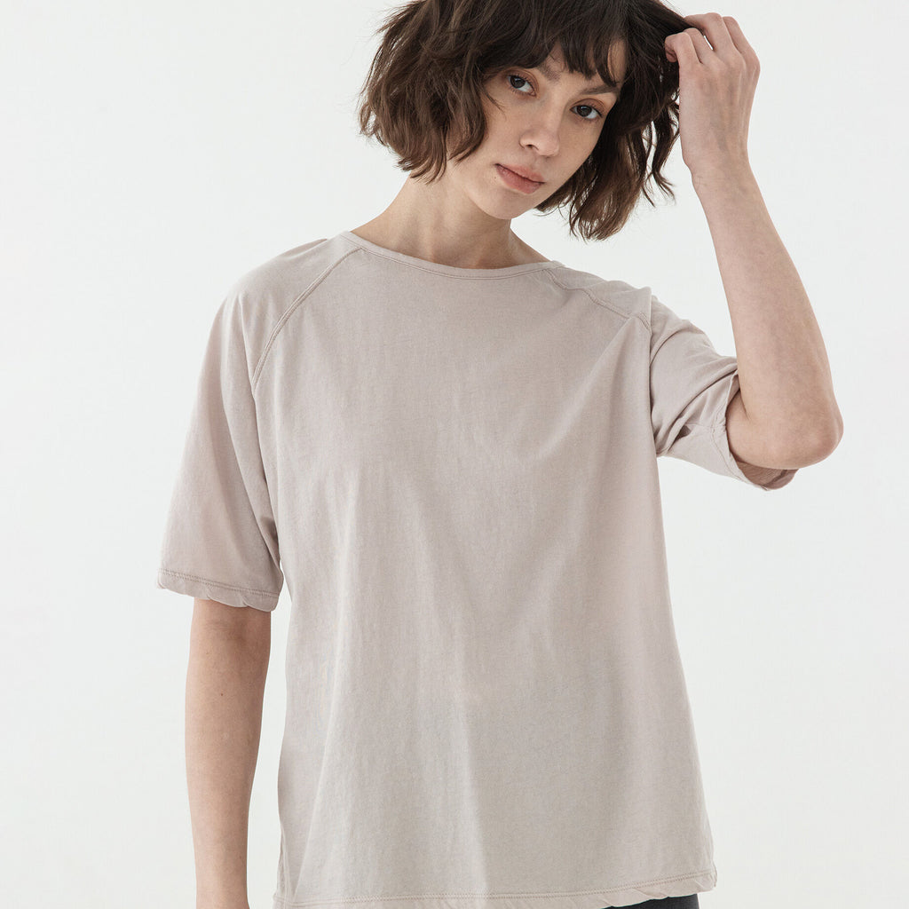 KOZNOK Maria Nagrang Layered Cotton Summer Women's Short Sleeve T-Shirt Inner Tee Indie Pink