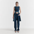 EENK [Transit Love Lee Na-yeon wearing] YISSY Jacquard Denim Pants - Navy