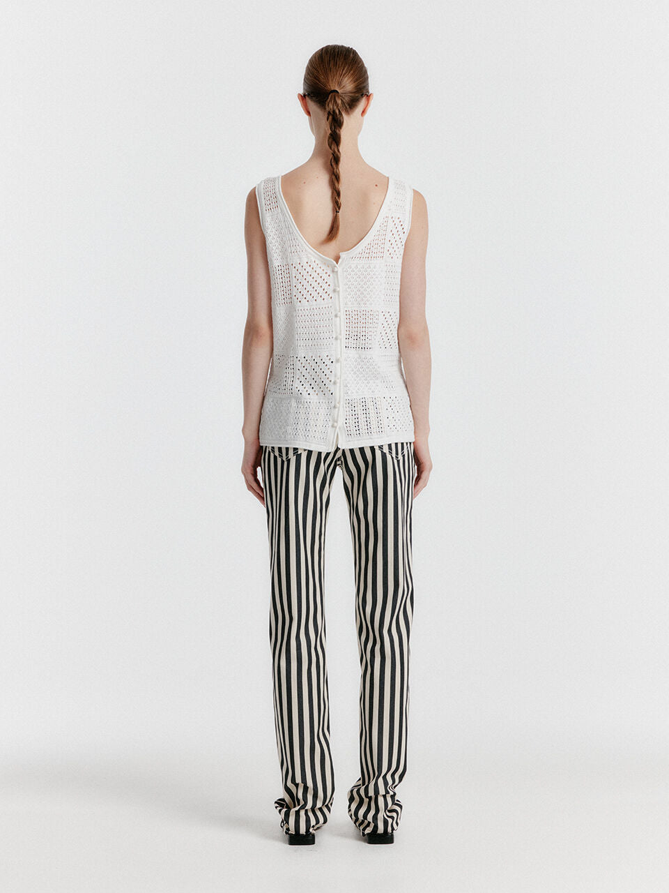 EENK YISSY Stripe Denim Pants - White