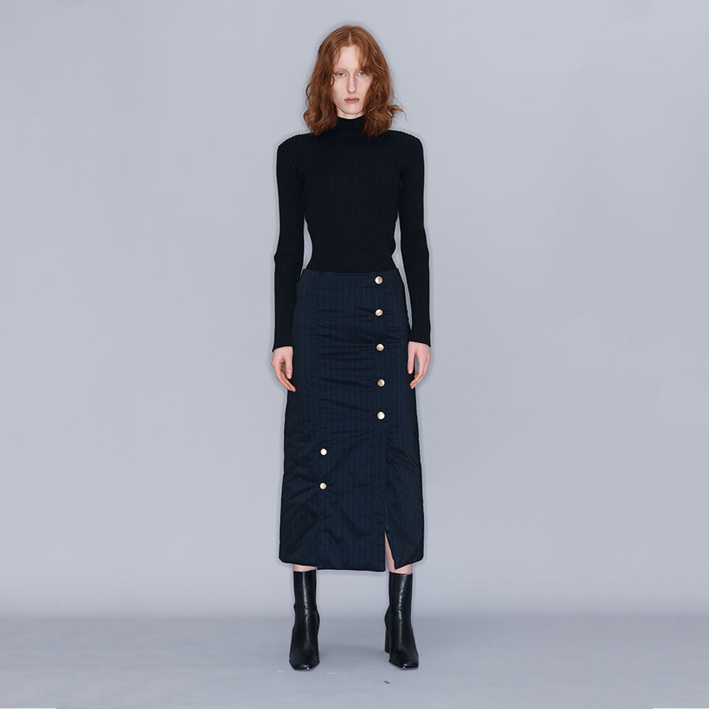 YCH BUTTONED MIDI SKIRT NAVY (W23SK504NV)