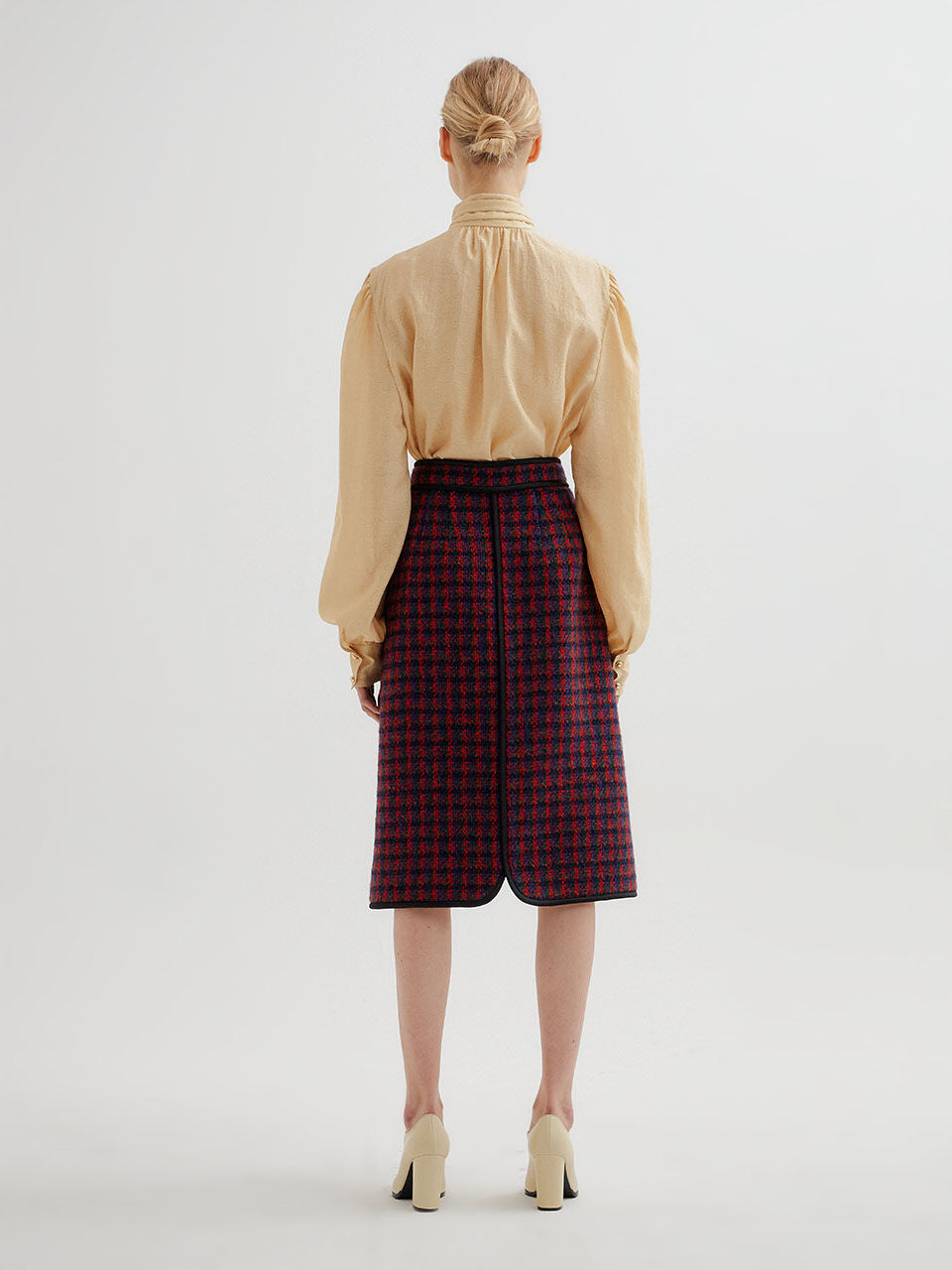EENK EENK TWELVE Check Paneled Skirt - Red Multi