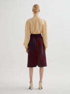 EENK EENK TWELVE Check Paneled Skirt - Red Multi