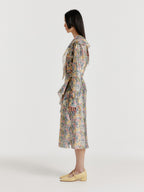 EENK YIVONA Scarfed Shirt - Cream/Blue Multi