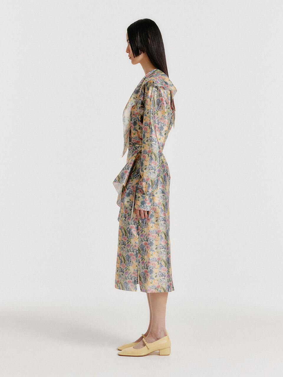 EENK YIVONA Scarfed Shirt - Cream/Blue Multi