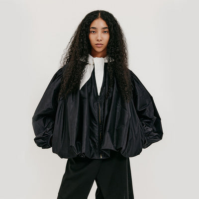 Shirred Volume Jumper - Black