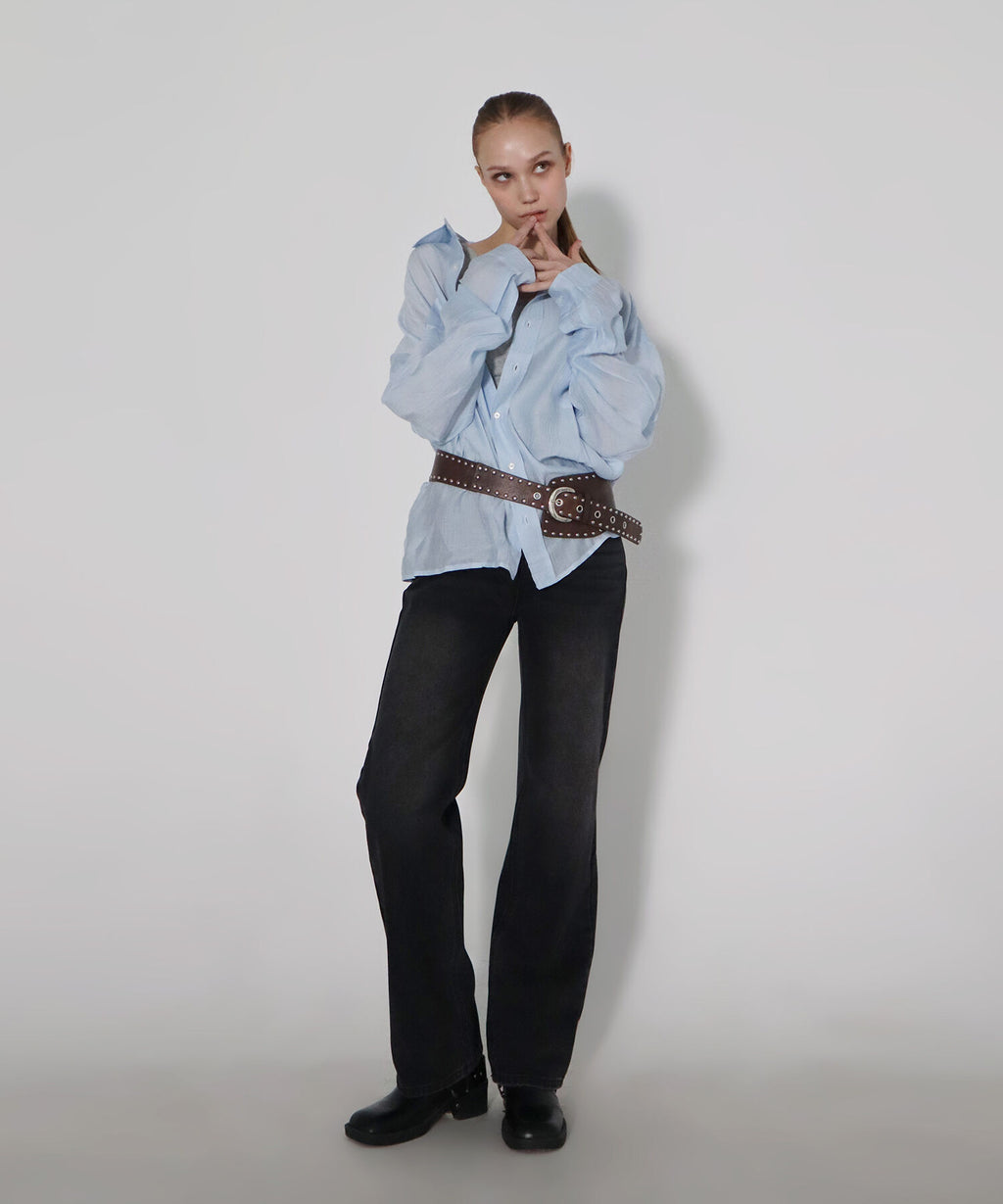 CHICKS Overfit see-through long sleeve shirt Sora