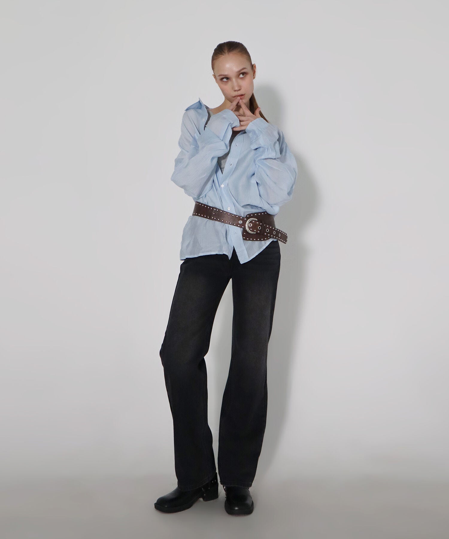 CHICKS Overfit see-through long sleeve shirt Sora