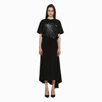 YCH SLIT DETAIL BELTED FLAIR SKIRT BLACK (W24SK6061BK)