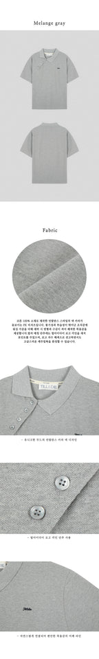 TILLIDIE Unbalanced collar button t-shirt TISU01TS14_Melange gray