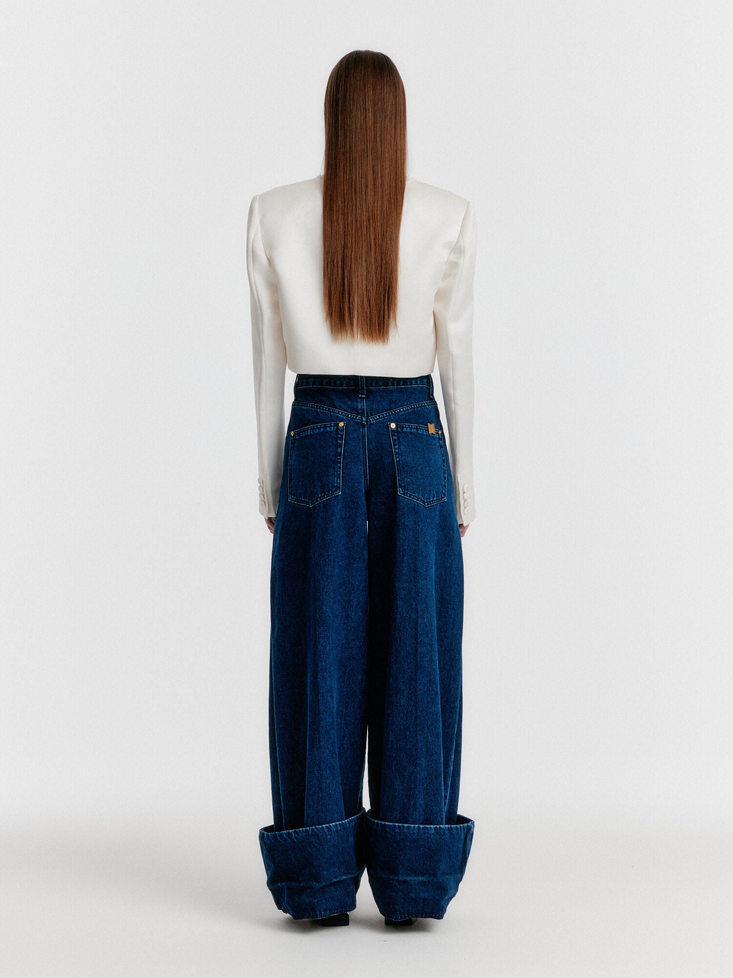 EENK YICO Turn-up Wide Denim Pants - Blue