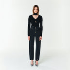YCH CUT-OUT RUCHED KNIT TOP BLACK (F23KT802BK)