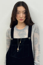 SINOON SINOON Vintage Rose Velvet Overall (Black)