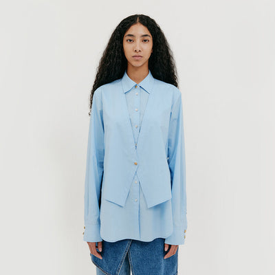 Vest Layered Shirt - Sky Blue