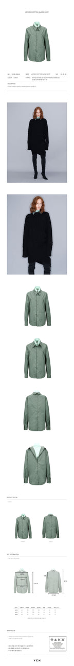 YCH LAYERED COTTON-BLEND SHIRT GREEN (W23BL306GN)
