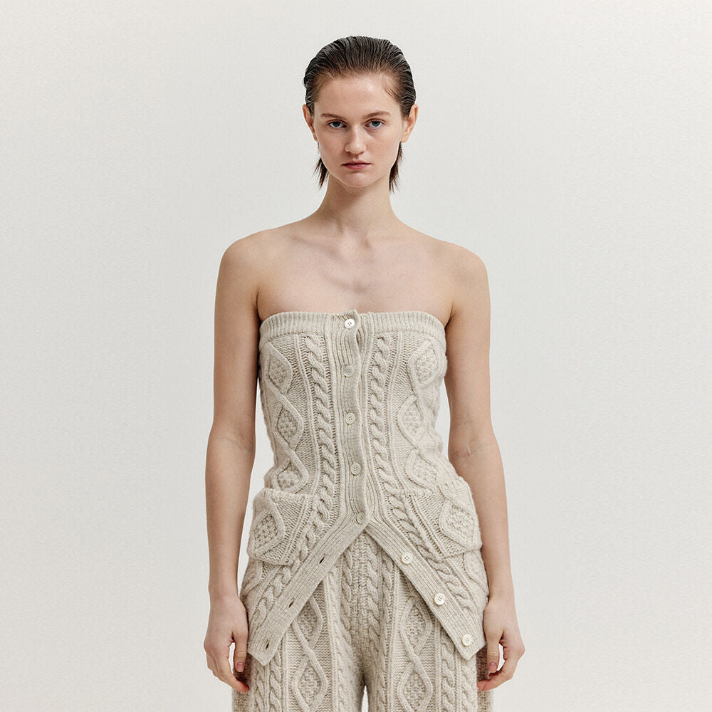 EENK EENK XRA Cable Knit Tube Top - Ivory