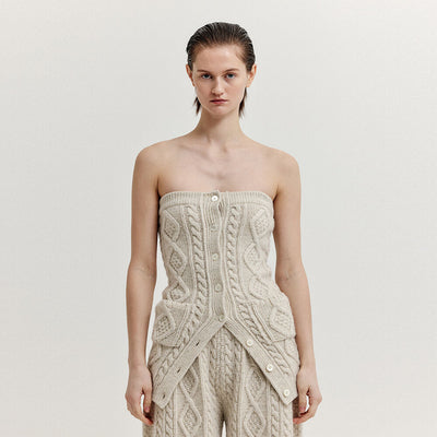 EENK XRA Cable Knit Tube Top - Ivory