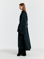EENK YEDA Round-neck Coat With Detachable Pocket Belt - Jet Black