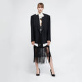 YCH LACE FRINGE LAYERED SKIRT BLACK (R25SK6051BK)