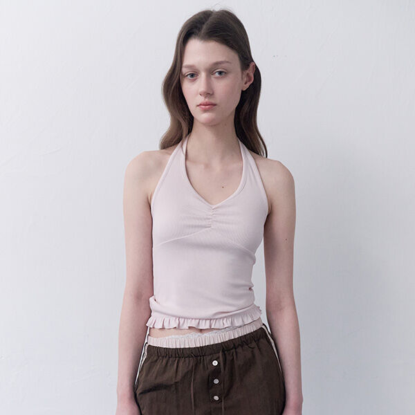rolarola HALTER FRILL TOP PINK