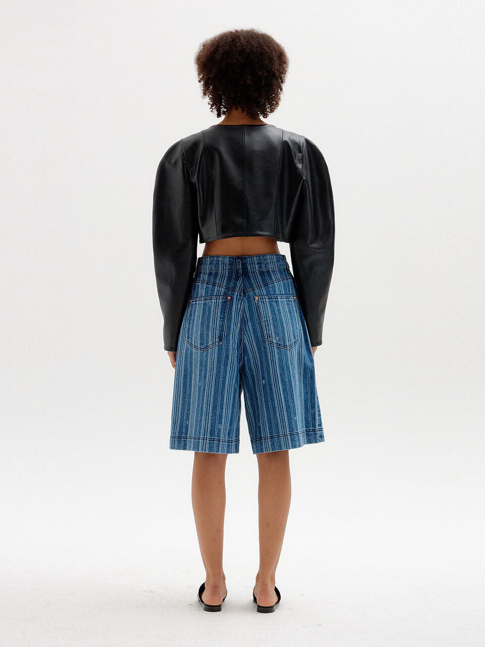 EENK SICO Denim Bermuda Shorts - Blue Stripe