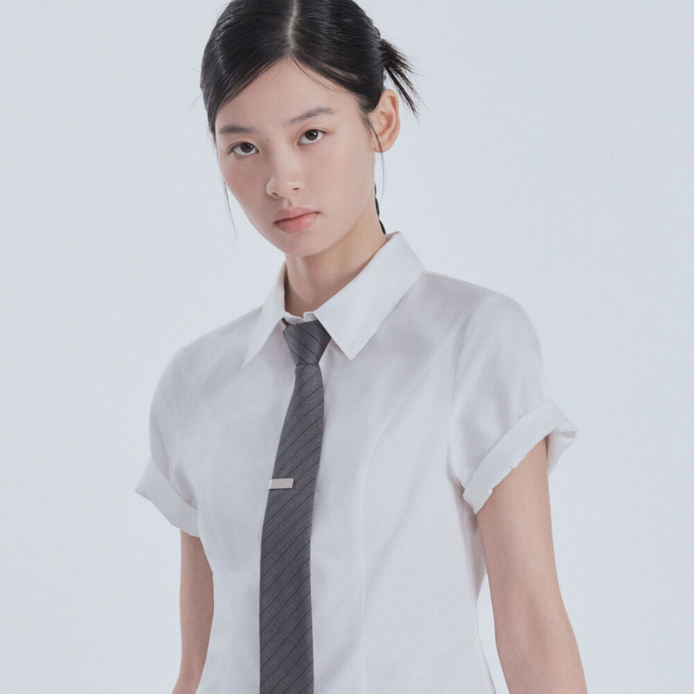 MAUSOLEUM Half-Sleeve Tailored Shirt - White